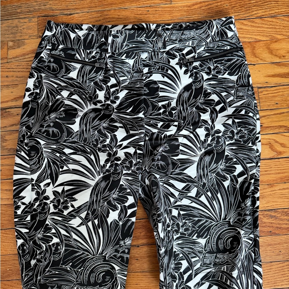 White House Black Market Black and White Floral Bermudas